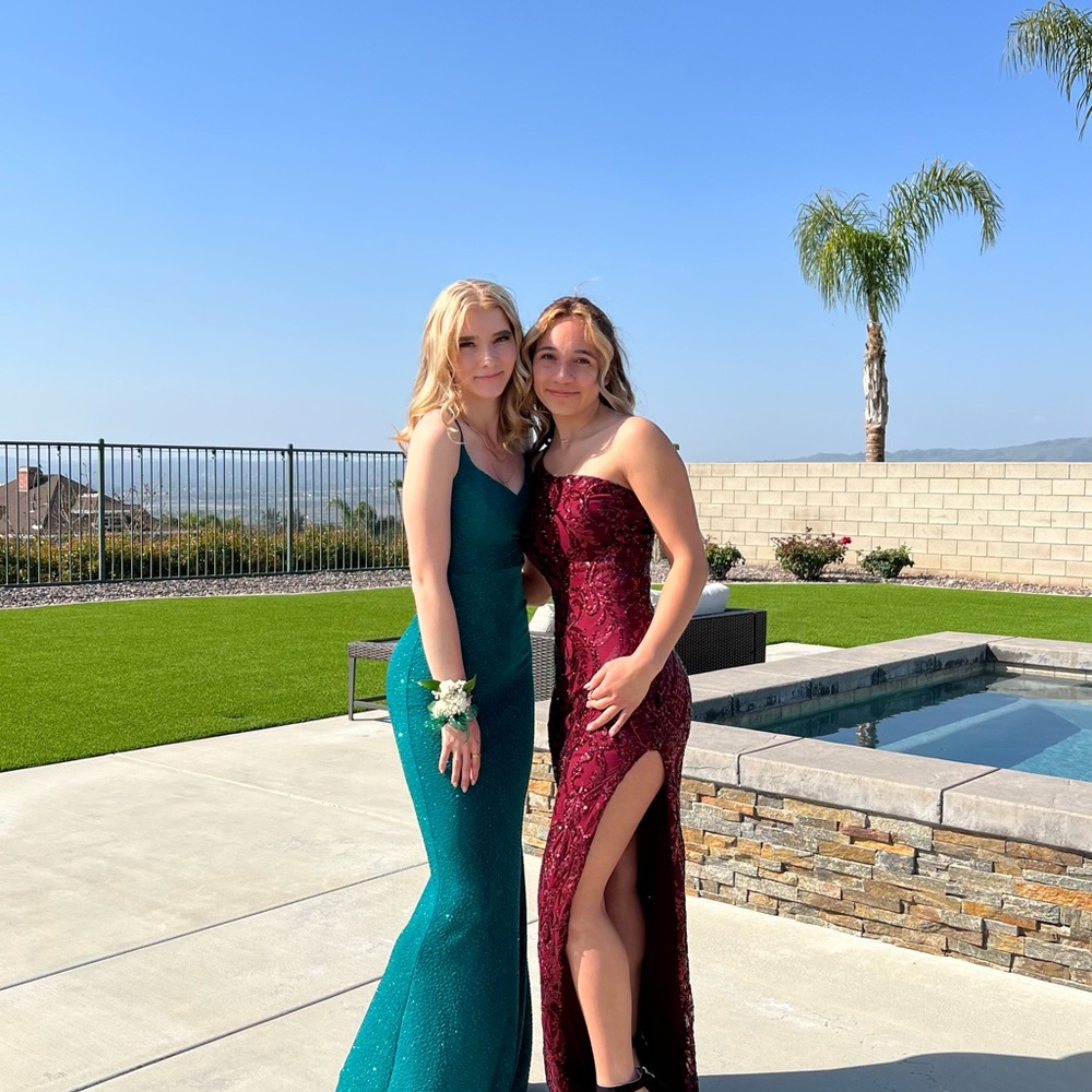 Dark green prom dress